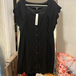 Aqua black linen dress with buttons NWT size XL